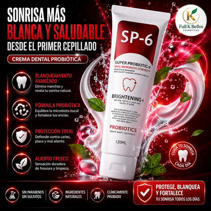 BrightBiome™️ – Pasta Dental Probiótica SP-6 120ml para Dientes Más Blancos, Aliento Fresco y Cuidado Completo ✅