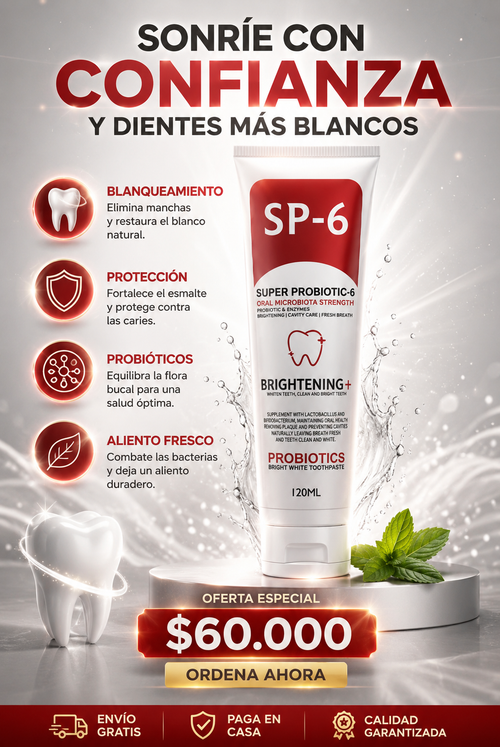 BrightBiome™️ – Pasta Dental Probiótica SP-6 120ml para Dientes Más Blancos, Aliento Fresco y Cuidado Completo ✅(GEMPAGES)